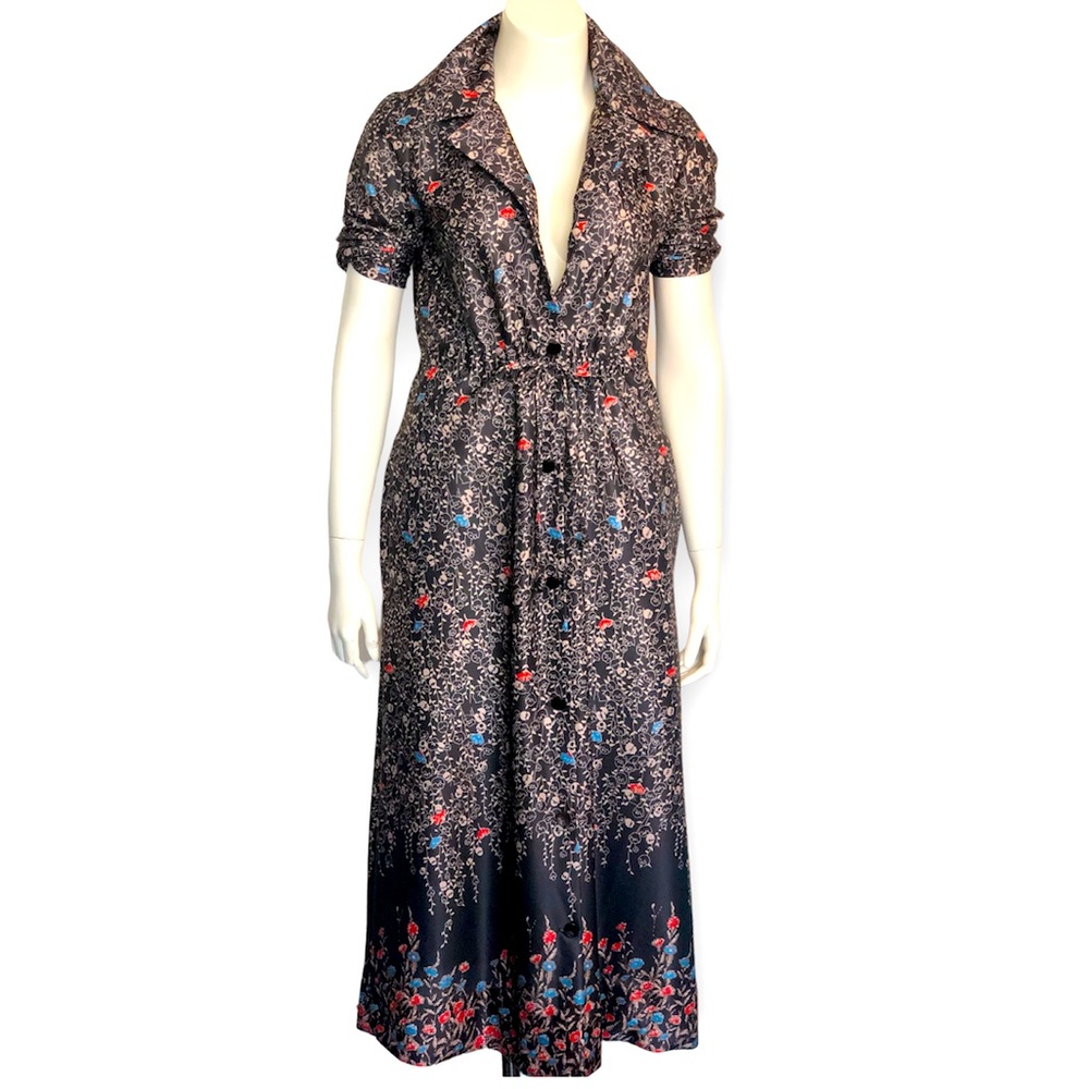 Floral Print Maxi Dress - Navy